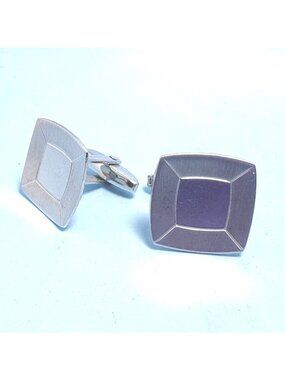 Square Cufflinks Men's VTG Silver Tone Formal Wear Size 0.75'' Length